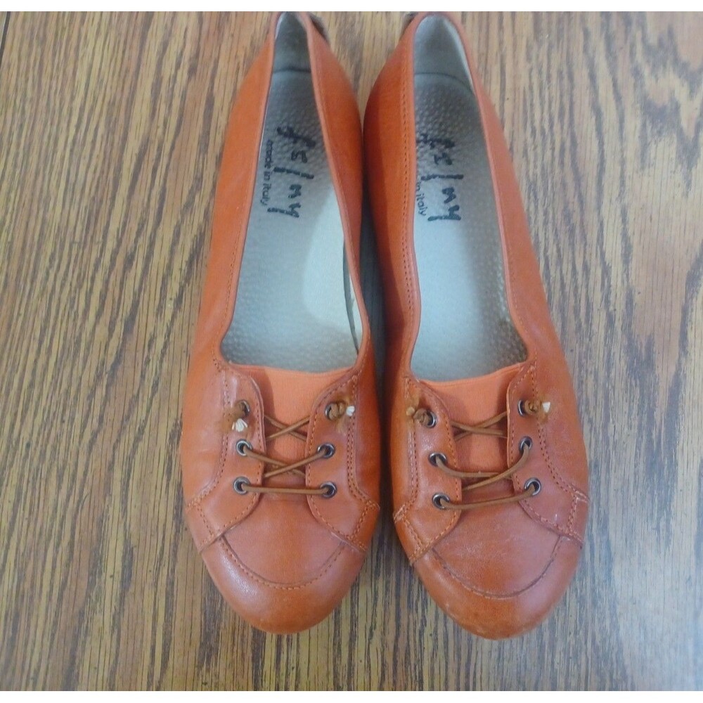 FSNY Women's Ballet Flat Orange Slip on Shoes Size 38 US 7.5 Made in Italy